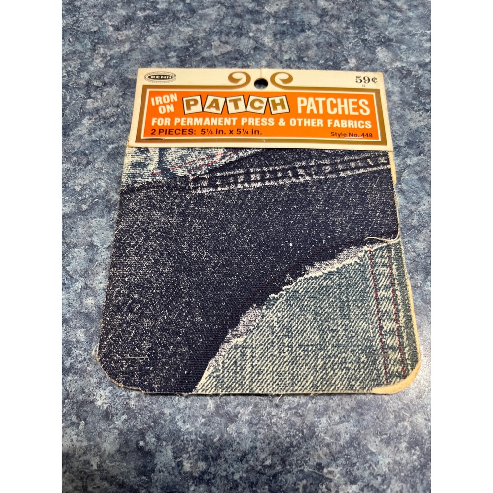 Vintage Penn Iron On Denim Patches 2 Pieces Style 448 Made in USA Blue Denim